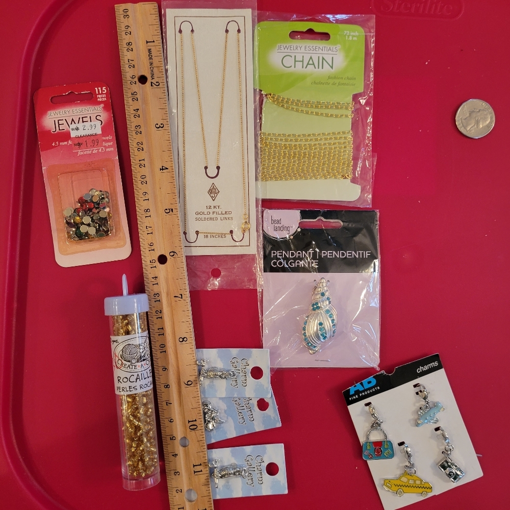 Jewelry Making Items ~ 12kt GF Chain, Charms, Beads, Embellishments ~ Crafts